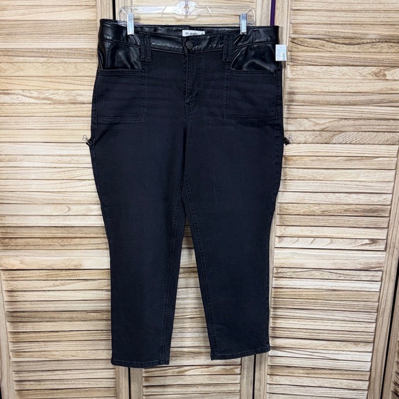 Maurices Denim - M J Maurices Jeans Black Faux Leather Accent Slim Straight Ankle Hi-Rise Nwt 16w